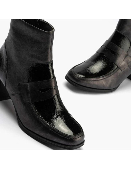 PITILLOS - Botin piel antracita con antifaz - 10132