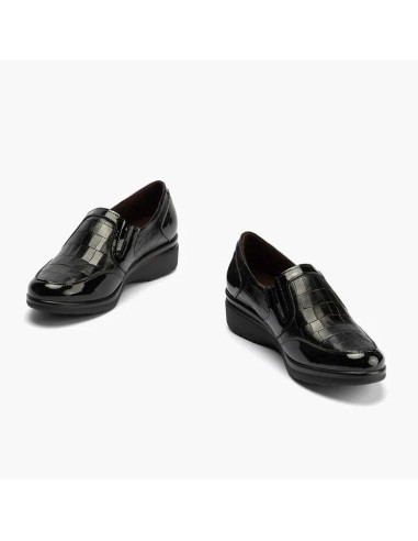 pitillos - Mocasin piel combi negro -10024