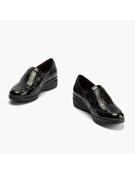 pitillos - Mocasin piel combi negro -10024