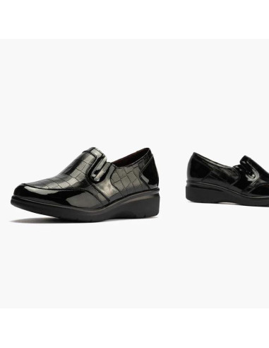 pitillos - Mocasin piel combi negro -10024