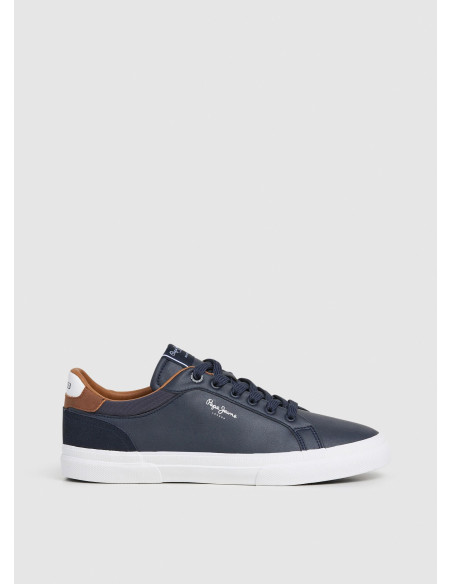 Zapatilla clásica hombre efecto piel con cordón - PEPE JEANS PMS30839 - marino