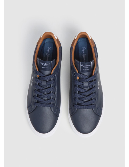 Zapatilla clásica hombre efecto piel con cordón - PEPE JEANS PMS30839 - marino