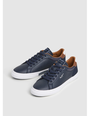 Zapatilla clásica hombre efecto piel con cordón - PEPE JEANS PMS30839 - marino
