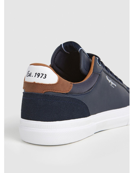 Zapatilla clásica hombre efecto piel con cordón - PEPE JEANS PMS30839 - marino