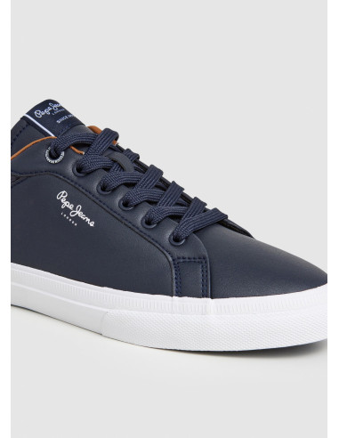 Zapatilla clásica hombre efecto piel con cordón - PEPE JEANS PMS30839 - marino