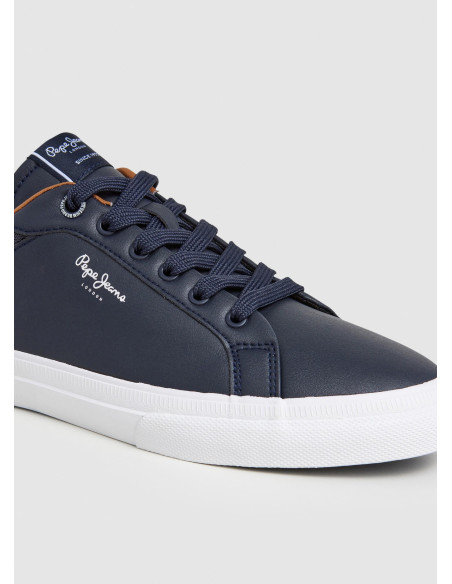 Zapatilla clásica hombre efecto piel con cordón - PEPE JEANS PMS30839 - marino
