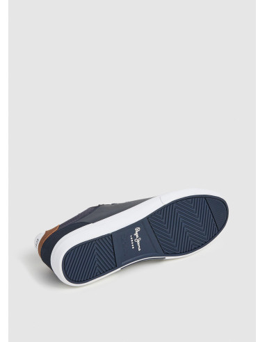 Zapatilla clásica hombre efecto piel con cordón - PEPE JEANS PMS30839 - marino