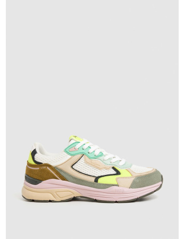 Zapatilla combinada mujer cordón nylon - PEPE JEANS PLS60032 - blanco fluor