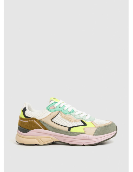 Zapatilla combinada mujer cordón nylon - PEPE JEANS PLS60032 - blanco fluor