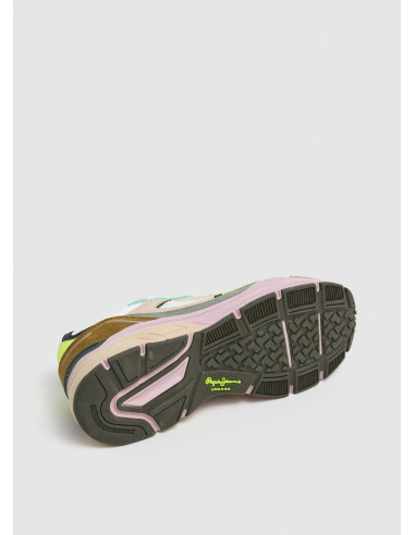 Zapatilla combinada mujer cordón nylon - PEPE JEANS PLS60032 - blanco fluor