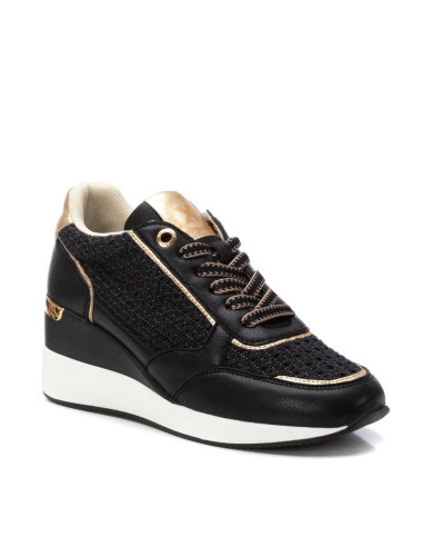 Zapatilla mujer textil estilo crochet con plantilla extraíble cordones - XTI 143930 - negro