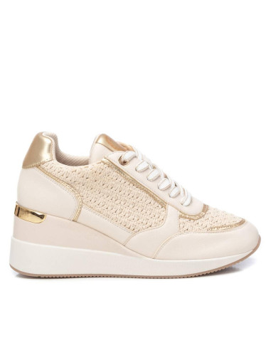 Zapatilla mujer textil estilo crochet con plantilla extraíble cordones - XTI 143930 - beig