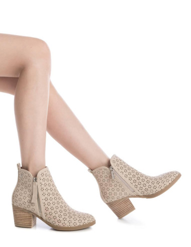 Botin de mujer con cremallera y tacón campero - REFRESH 172784 - hielo