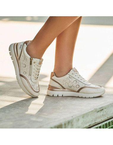 Deportivos cremallera piel - PIKOLINOS W4R-6622C1 - nata