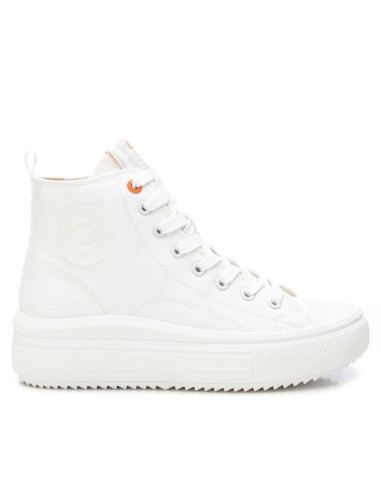 Semibota lona mujer goma cremallera lateral - REFRESH 172722 - blanca