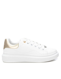 Zapatilla mujer con talonera oro cierre cordón - REFRESH 172835 - blanco