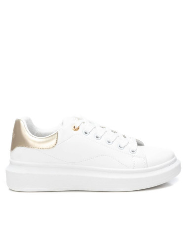 Zapatilla mujer con talonera oro cierre cordón - REFRESH 172835 - blanco