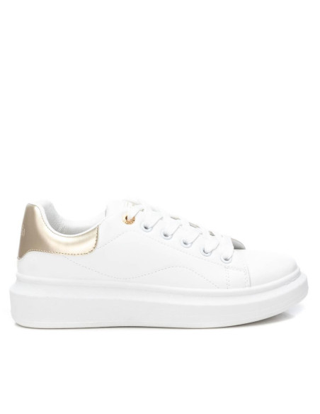 Zapatilla mujer con talonera oro cierre cordón - REFRESH 172835 - blanco