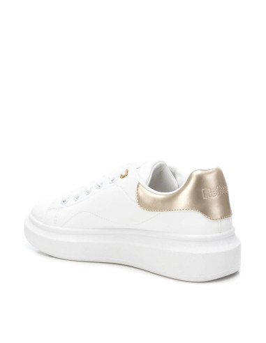 Zapatilla mujer con talonera oro cierre cordón - REFRESH 172835 - blanco