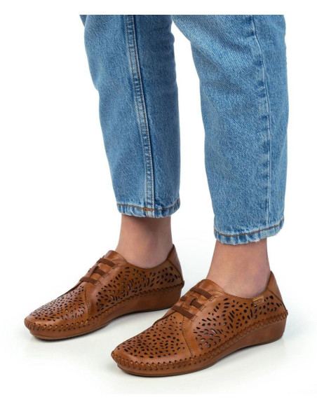 Zapato calado con elásticos para mujer - PIKOLINOS 655-4783 - brandy