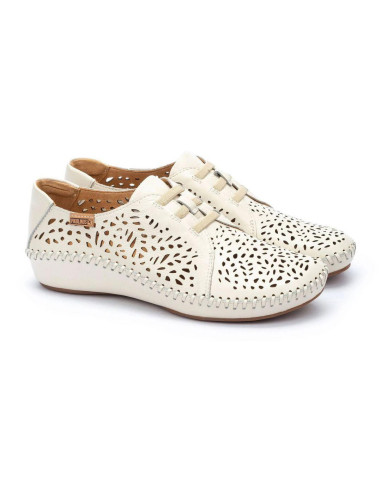 Zapato calado con elásticos para mujer - PIKOLINOS 655-4783 - nata