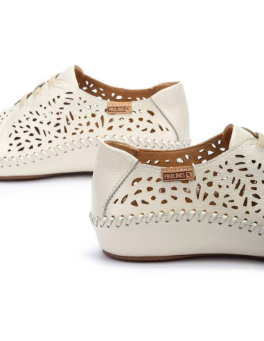 Zapato calado con elásticos para mujer - PIKOLINOS 655-4783 - nata