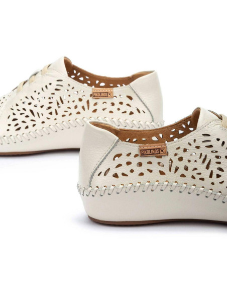 Zapato calado con elásticos para mujer - PIKOLINOS 655-4783 - nata