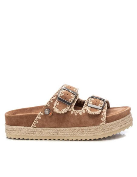 Sandalia bio mujer en antelina con hebillas - REFRESH 171950 - camel