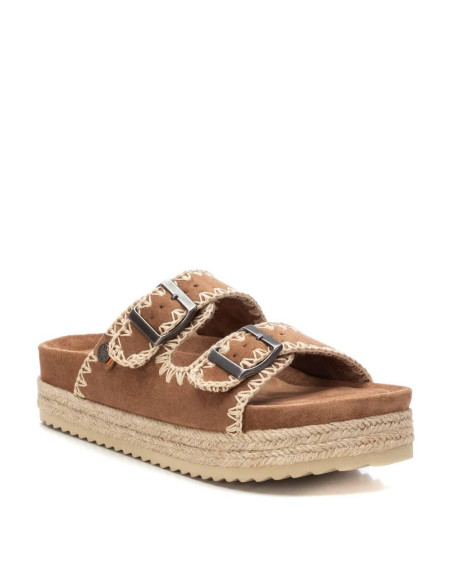 Sandalia bio mujer en antelina con hebillas - REFRESH 171950 - camel