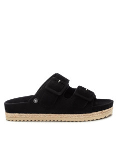 Sandalia bio mujer en antelina con hebillas - REFRESH 171881 - negro