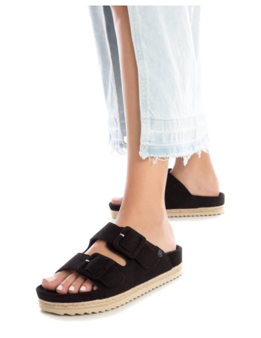 Sandalia bio mujer en antelina con hebillas - REFRESH 171881 - negro