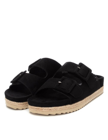 Sandalia bio mujer en antelina con hebillas - REFRESH 171881 - negro