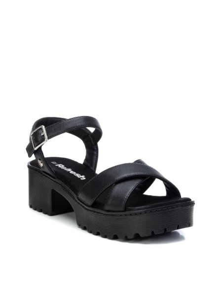 Sandalia mujer cruzada plataforma - REFRESH 79281 - negro