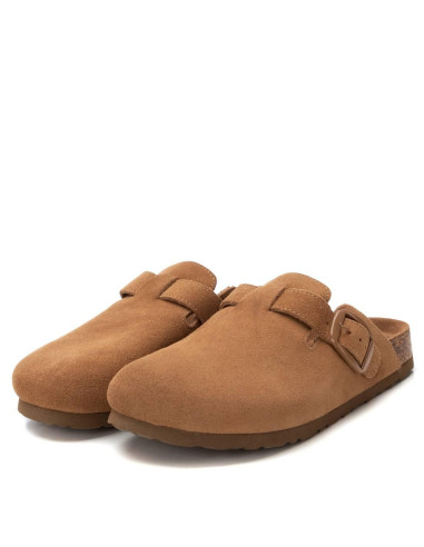 Zueco bio de mujer fabricado en serraje con hebilla - REFRESH 172870 - camel