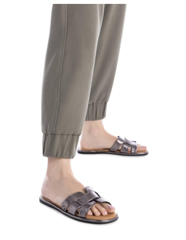 Sandalia plana mujer pala entrelazada - REFRESH 172553 - plomo