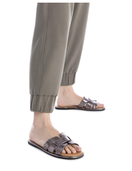 Sandalia plana mujer pala entrelazada - REFRESH 172553 - plomo