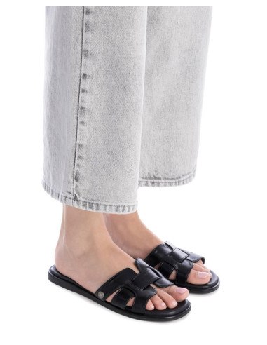 Sandalia plana mujer pala entrelazada - REFRESH 172553 - negro