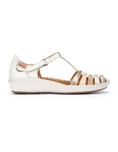 Sandalia cangrejera piel cuña - PIKOLINOS 655-0843C2 - nata