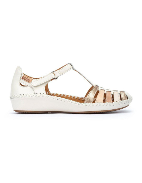 Sandalia cangrejera piel cuña - PIKOLINOS 655-0843C2 - nata