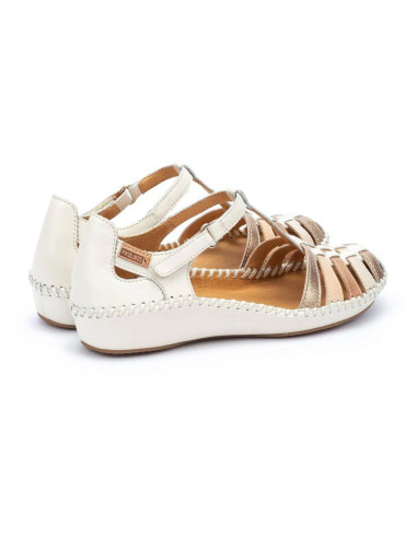 Sandalia cangrejera piel cuña - PIKOLINOS 655-0843C2 - nata