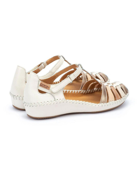 Sandalia cangrejera piel cuña - PIKOLINOS 655-0843C2 - nata