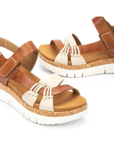 Sandalia cuña piel - PIKOLINOS W4N-0968C1 - marfil