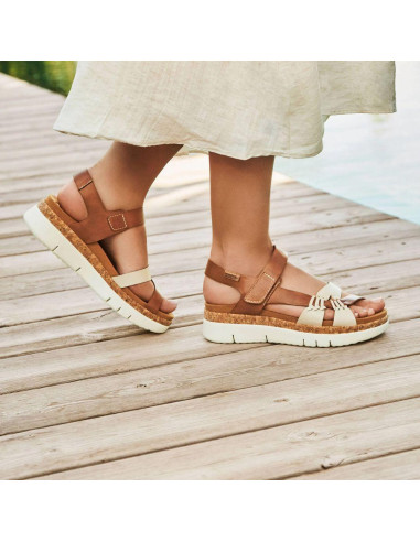 Sandalia cuña piel - PIKOLINOS W4N-0968C1 - marfil