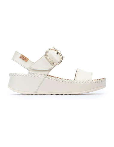 Sandalia hebilla cuña comoda - PIKOLINOS W1C-0709 - nata