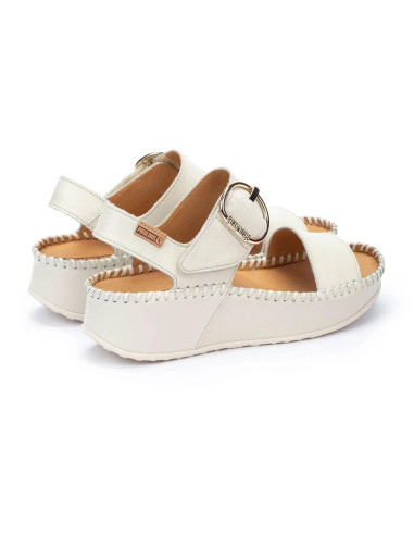 Sandalia hebilla cuña comoda - PIKOLINOS W1C-0709 - nata