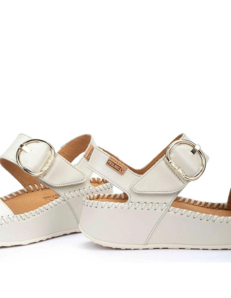 Sandalia hebilla cuña comoda - PIKOLINOS W1C-0709 - nata