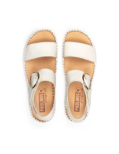 Sandalia hebilla cuña comoda - PIKOLINOS W1C-0709 - nata