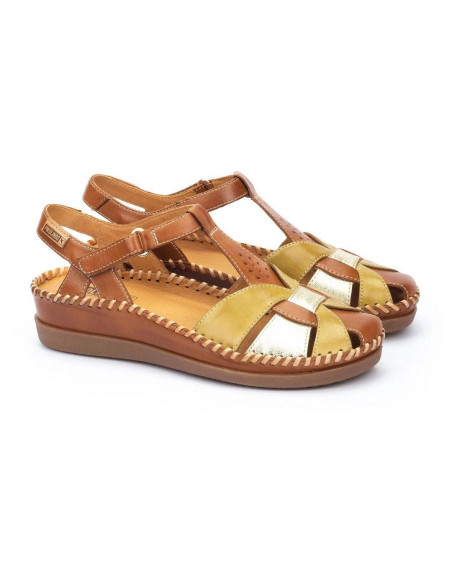 Zapato semiabierto piel con velcro- PIKOLINOS W8K-0847C1- brandy