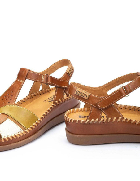 Zapato semiabierto piel con velcro- PIKOLINOS W8K-0847C1- brandy