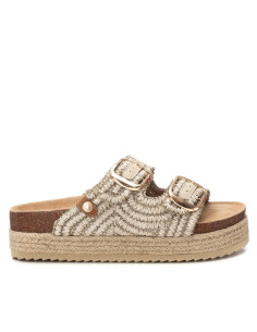 Sandalia bio mujer en rafia con hebillas - REFRESH 172720 - beig
